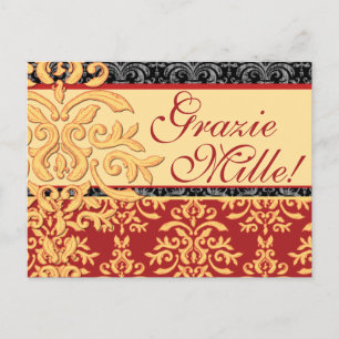 Grazie Mille Gilded Damask Italien Merci Cartes