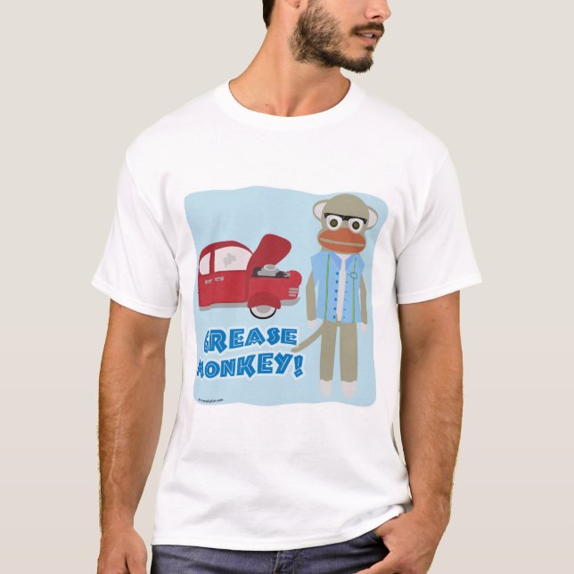 Grease Monkey Funny Mécanique Cartoon Art T-shirt (Devant)