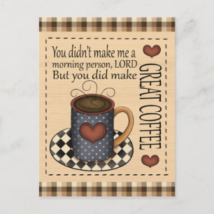 Great Coffee amusant dessin animé carte postale