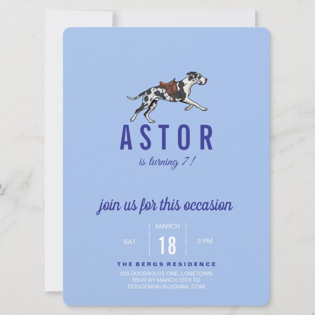 Great Dane Birthday Invitation with Photo (Devant)