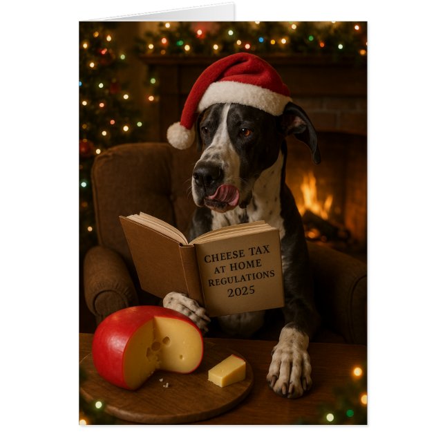 Great Dane 'Cheese Tax' Christmas card (Devant)