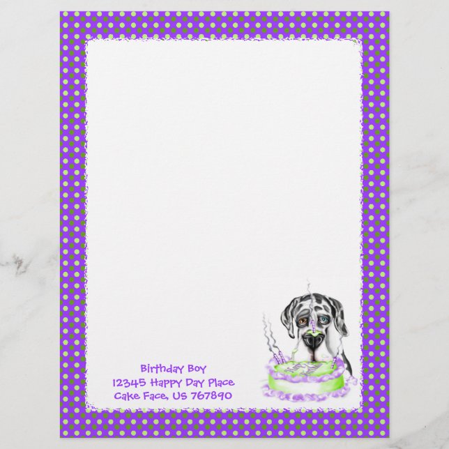 Great Dane Harlequin UC Birthday Cake (Devant)