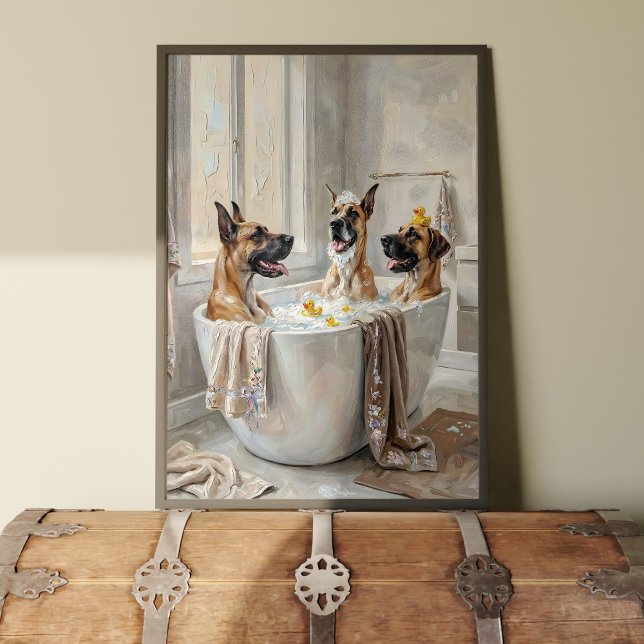 Great Danes Bathroom Tub Poster Art Print (Créateur téléchargé)