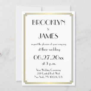 Great Gatsby Art Déco Gold Wedding Invitations