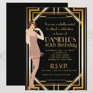 Great Gatsby Inspiré Art Déco Invitation Anniversa
