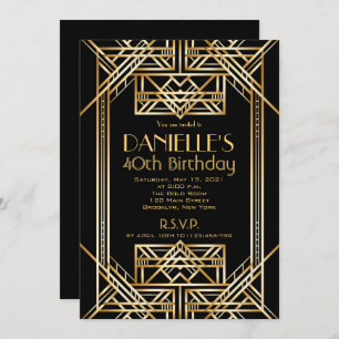 Great Gatsby Inspiré Art Déco Invitation Anniversa