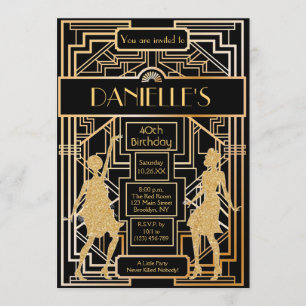 Great Gatsby Inspiré Art Déco Invitation Anniversa