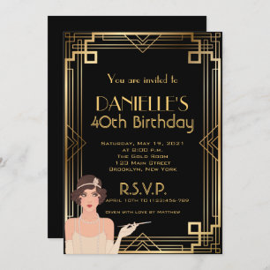 Great Gatsby Inspiré Art Déco Invitation Anniversa