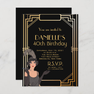 Great Gatsby Inspired Art Deco Birthday Invitation
