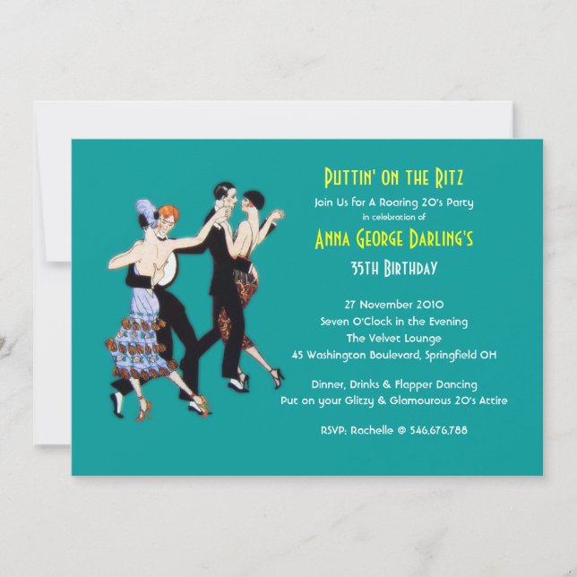 GREAT GATSBY - Invitations du Fête des Flapper (Devant)