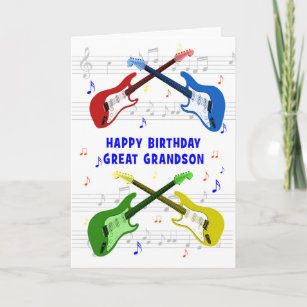 Great Grandson Guitares Carte d'anniversaire
