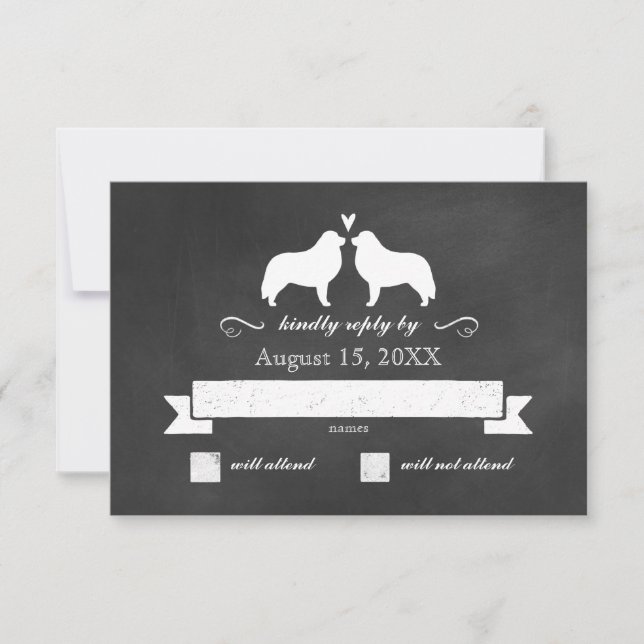 Great Pyrenees Silhouettes Mariage RSVP Réponse (Devant)