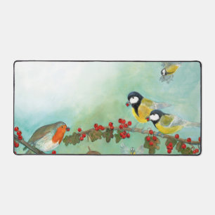 Great Tit Birds, Red Robin & Hawthorn