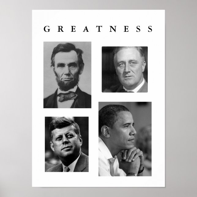 GREATNESS POSTER Lincoln, FDR, JFK, Obama (Devant)