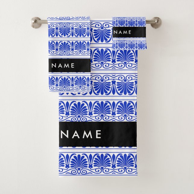 Grec Fret Arabesque Bleu, Votre Nom, Personnaliser (En situation)