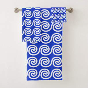Grec Meander Key Waves Motif Bleu