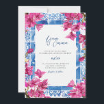 Grec méditerranéen Invitation Mariage Destination<br><div class="desc">Ce faire-part de mariage est orné d'un tableau de la Méditerranée grecque avec des fleurs bleues et roses. Modifiez facilement le libellé *most* pour répondre à vos besoins. Vous pouvez modifier la couleur de l'arrière - plan et ajouter votre propre photo à l'arrière.</div>