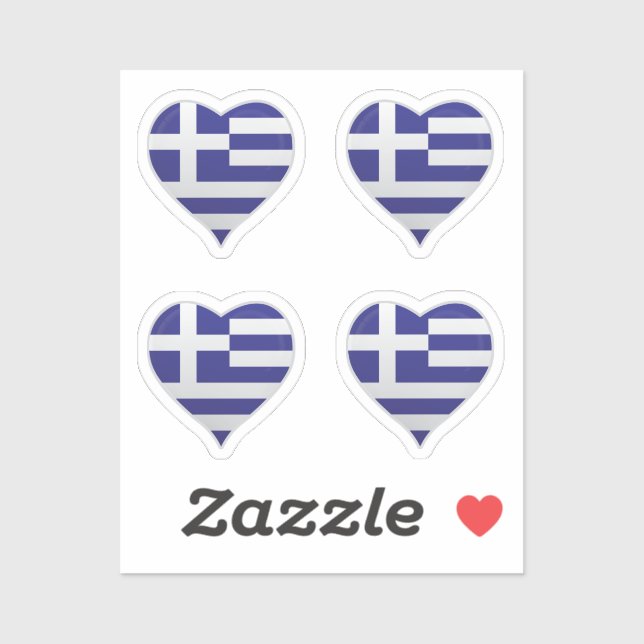Grèce amour drapeau orgueil autocollant coeur (Feuille)