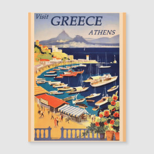 Grèce Athènes Carte Magnétique de Voyage Vintage