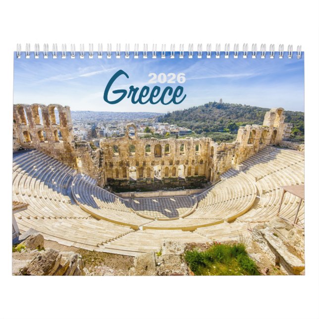 Grèce Calendrier Photo Mural 2026 – Paysages Grecs (Protection)