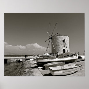 Grèce, Corfou, Vieux moulin à vent, Poster