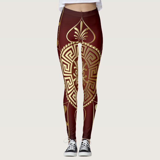 Grèce Key Burgundy Leggings (Devant)