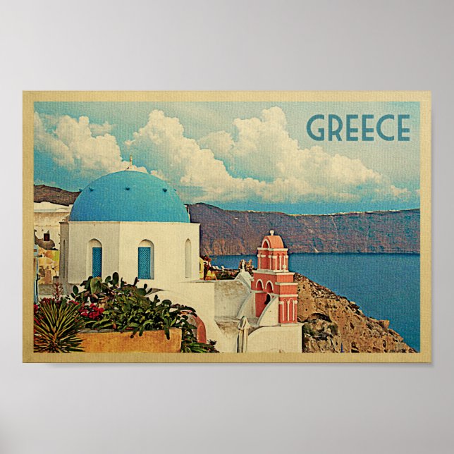 Grèce Poster Vintage voyage Santorin grec (Devant)