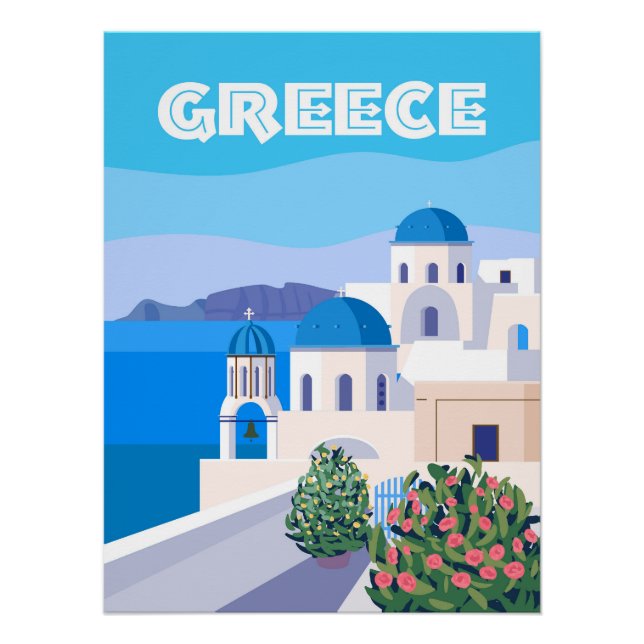Grèce Poster Voyage Santorin Grec (Devant)