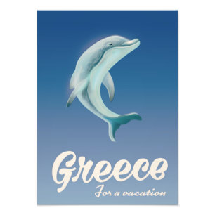 Grèce pour vacances poster voyage dauphin