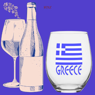Grèce sur verre à vin sans pied Drapeau grec