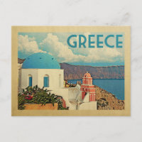 Grèce Vintage voyage de carte postale Santorini