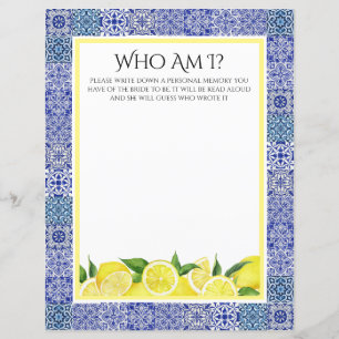 Grecian Blue et citron "Who Am I" jeu de douche