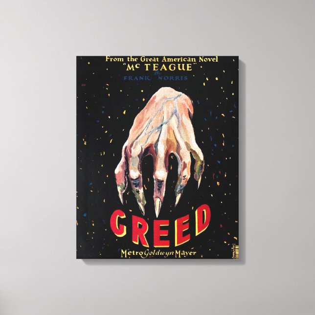 Greed, poster de film 1924 impression de toile (Recto)