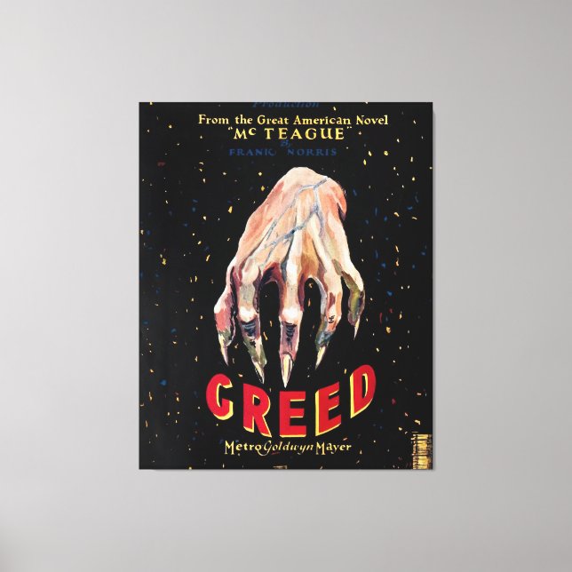 Greed, poster de film 1924 impression de toile (Recto)