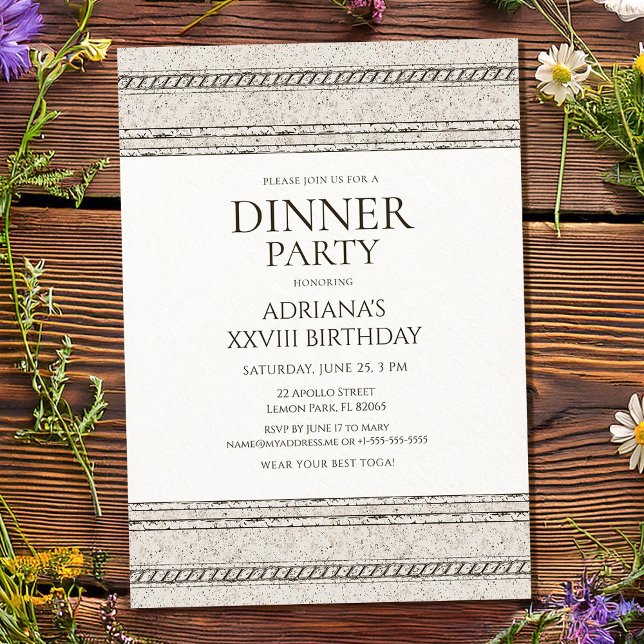 Greek dinner party Invitation with stone elements (Créateur téléchargé)