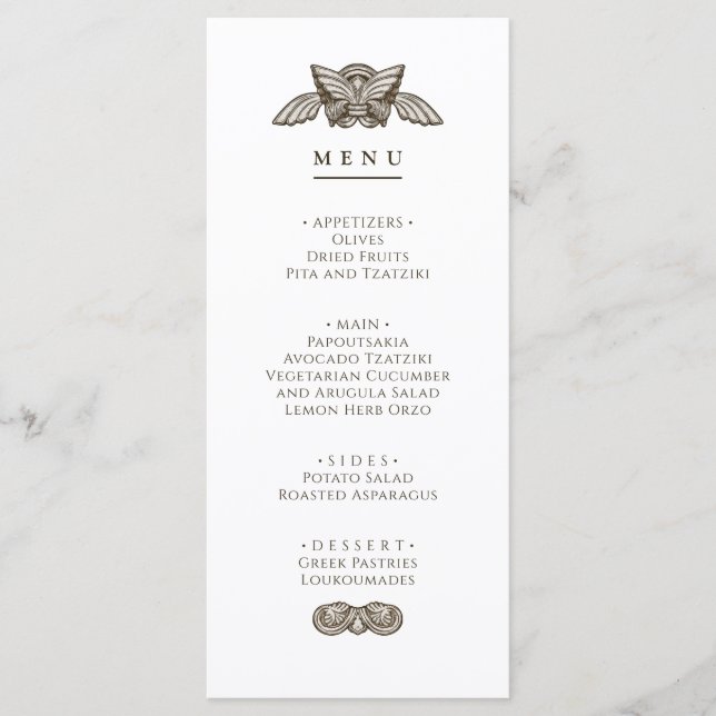 Greek menu party table Sign with stone elements (Devant)