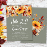 Green 21st Birthday Fall Floral Invitation<br><div class="desc">Green Fall Floral 21e anniversaire invitation pour une fête d'anniversaire amusante</div>