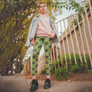 Green 3d Carré Capri Leggings