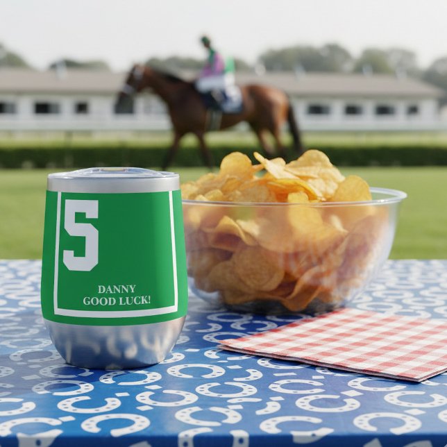 Green 5 Personalisé Derby Horse Race (Root for your favorite horse racing fan with this personalized saddle cloth thermal wine tumbler)
