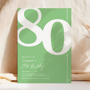 Green 80th Birthday Party Invitation