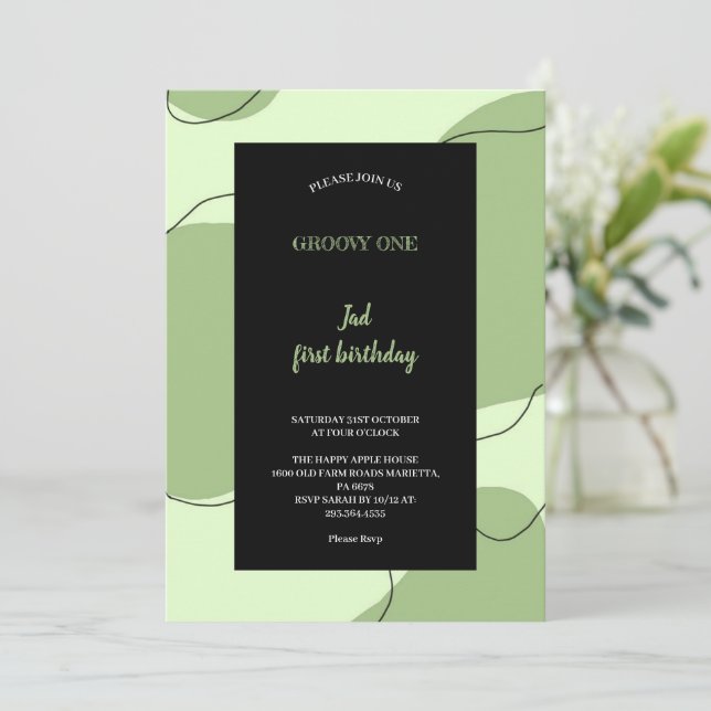 GREEN AND BLACK GROOVY INVITATION (Debout devant)