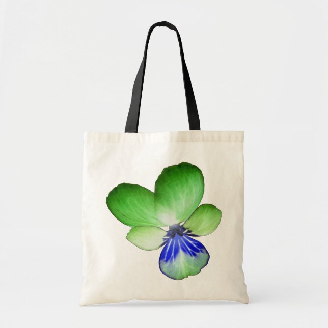 Green and Blue Pansy Tote Bag (Devant)