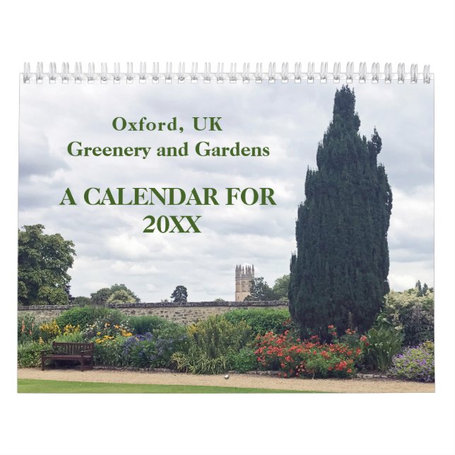 Green and Gardens à Oxford, UK Calendrier 2025 (Protection)