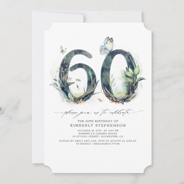 Green and Gold 60e anniversaire Invitation (Devant)