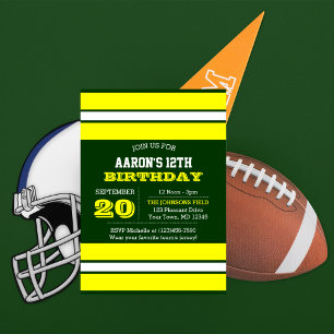 Green and Gold Team Invitation d'anniversaire