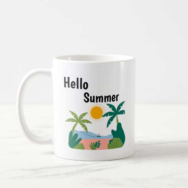Green and orange plauful hello summer mug (Gauche)