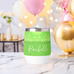 Green and white glitter