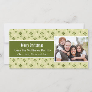 Green and White Snowflakes Carte de Noël