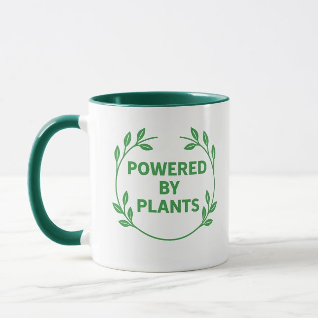 Green and White Vegan Plant Based Mug (Gauche)
