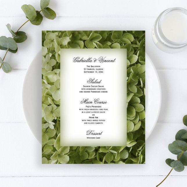 Green Annabelle Hydrangea Floral Menu Mariage (Créateur téléchargé)